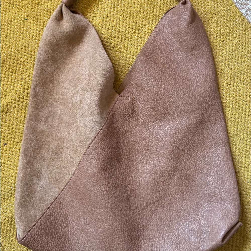 Shiraleah Two-Tone Hobo Bag in Tan and Brown